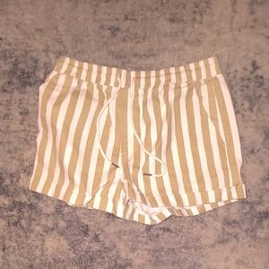 Forever 21 | Tan and White Striped High Waist Shorts